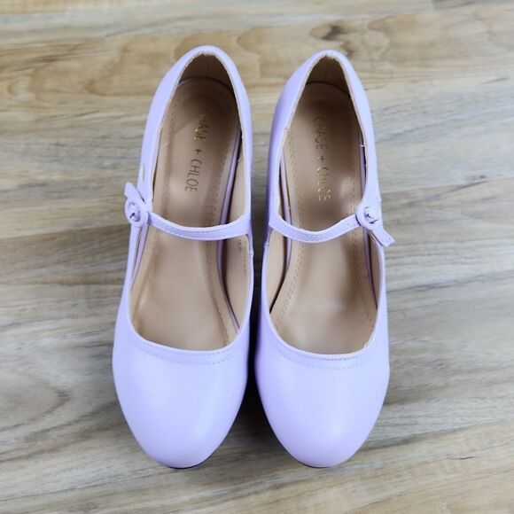 🩵NWOB Chase & Chloe Lavender Kimmy Mary Jane Heels Size 8.5 - Picture 3 of 11